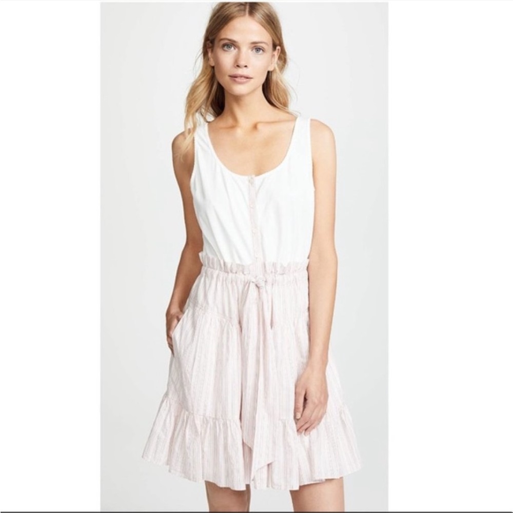 Rebecca Taylor La Vie Sleeveless Stripe Jersey Dress Milk Combo Size Large